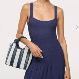 STAUD Striped Mini Bag in Navy and White